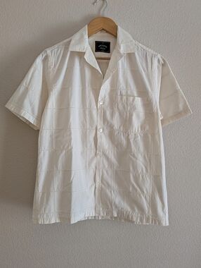 Portuguese Flannel Short Sleeve Grid Eyelet Camp Shirt